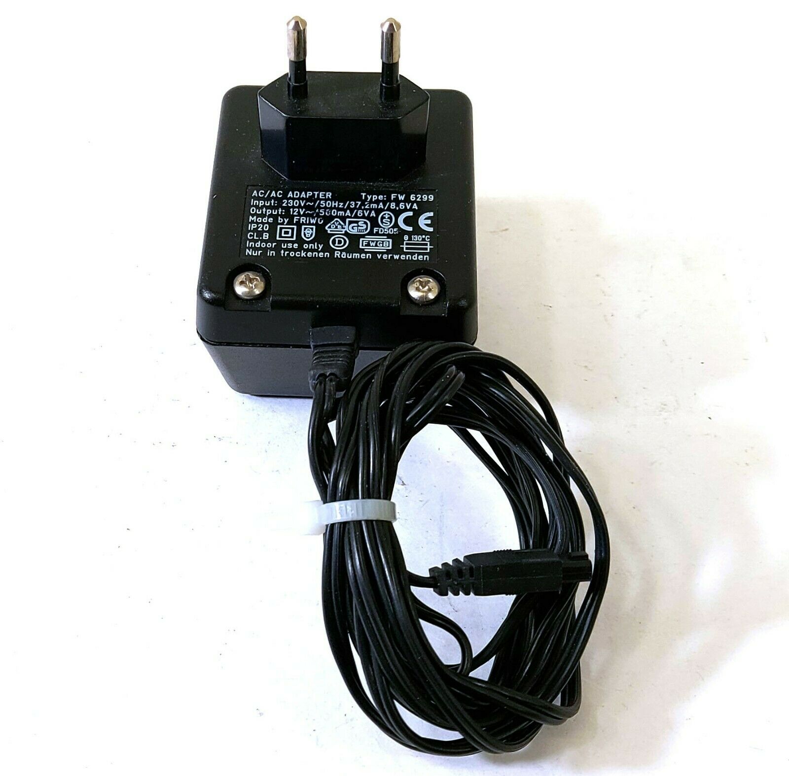Friwo FW 6299 AC Adapter 12V 500mA Original Power Supply Output Current: 500 mA Output Voltage: 12 V Unit Type: Unit - Click Image to Close